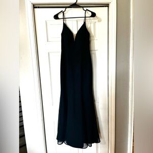 Azazie Navy Blue Spaghetti-Strap Maxi Dress